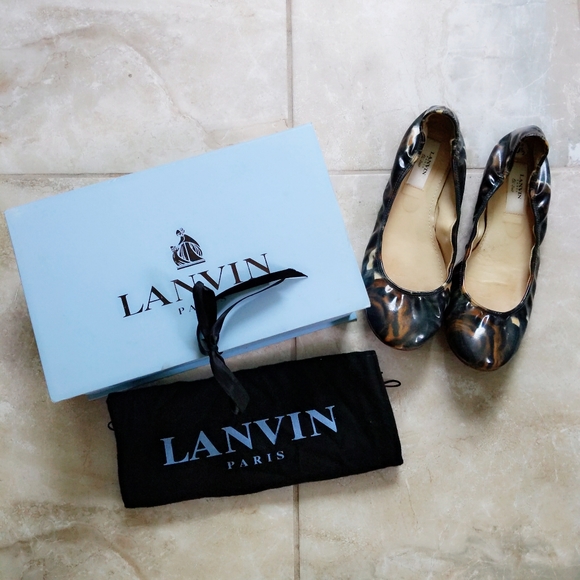 Rare! Lanvin Ete 2007 Archival Watercolor Rose Print Ballet Flats IT 41 - Picture 8 of 8